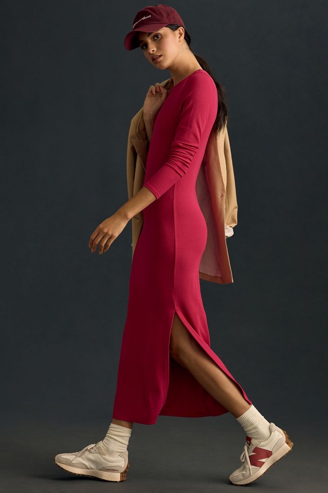 Bordeaux Long-Sleeve Maxi Dress #3