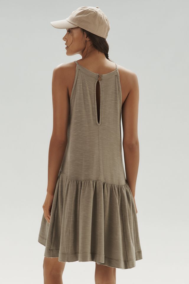 Robe Mini sans Manches à Taille Basse Volantée de Pratique Quotidienne #1