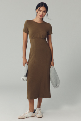 Daily Practice By Anthropologie Daily Practice Short-sleeve Midi Shirt Dress In Green