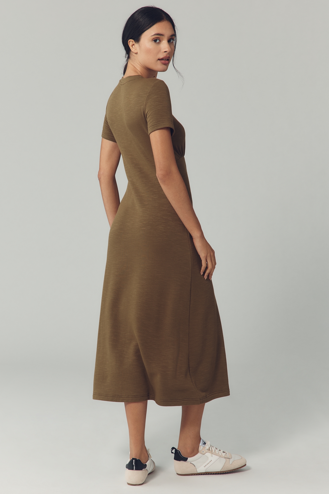 Daily Practice Short-Sleeve Midi Shirt Dress