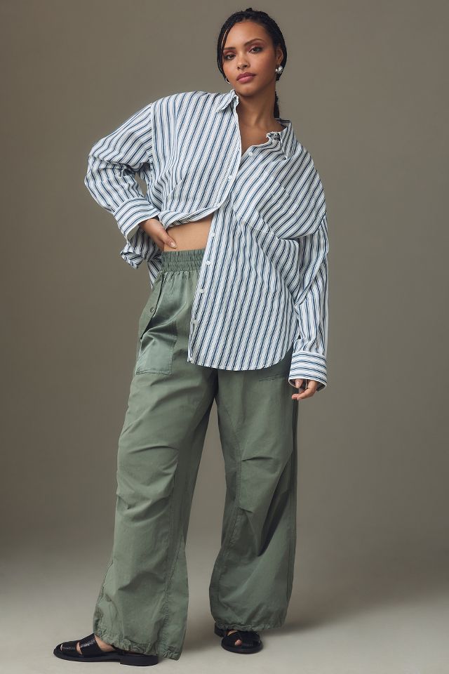 Striped cheap parachute pants