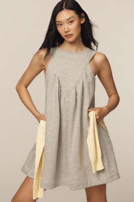 Daily Practice By Anthropologie Daily Practice Palm Tree Sleeveless Mini Dress In Grey