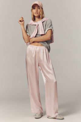 Donni The Silk Lace Simple Pull-on Pants In Pink