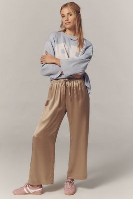 DONNI. The Silk Stripe Crop Pull-On Pants