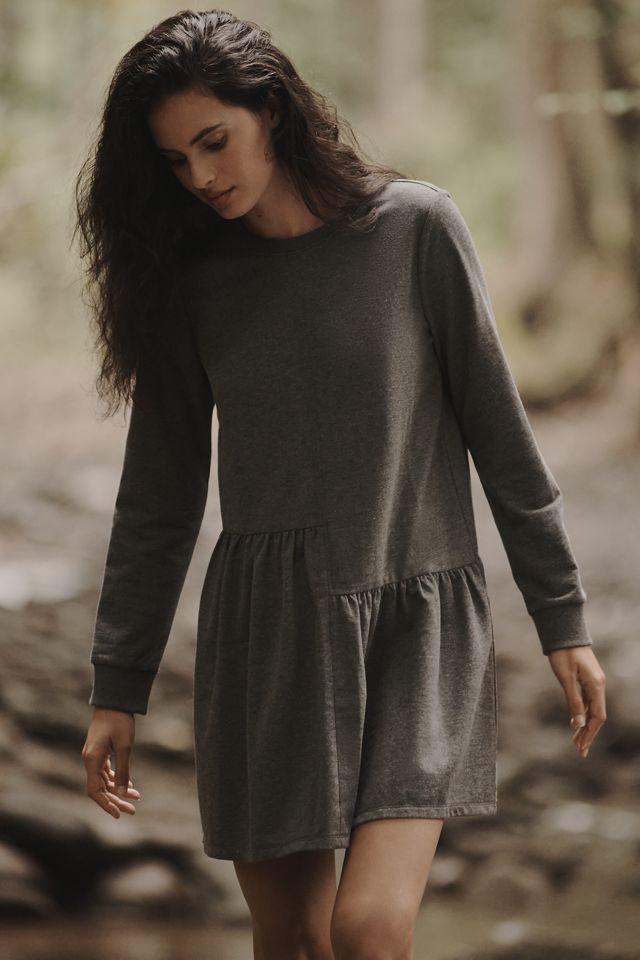 English Factory Long-Sleeve Unbalanced Seam Knit Mini Dress