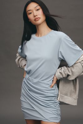 English Factory Short-Sleeve Ruched Mini Dress