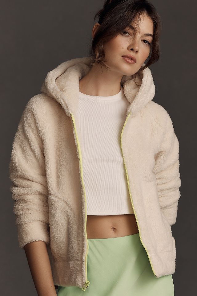 Sundry Faux Fur Hooded Sweatshirt Anthropologie