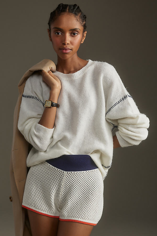 Sundry Oversized Sweater White/navy