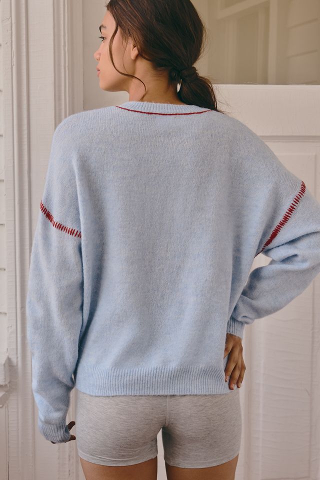 Sundry Baseball Stitch Crew-Neck Sweater | Anthropologie