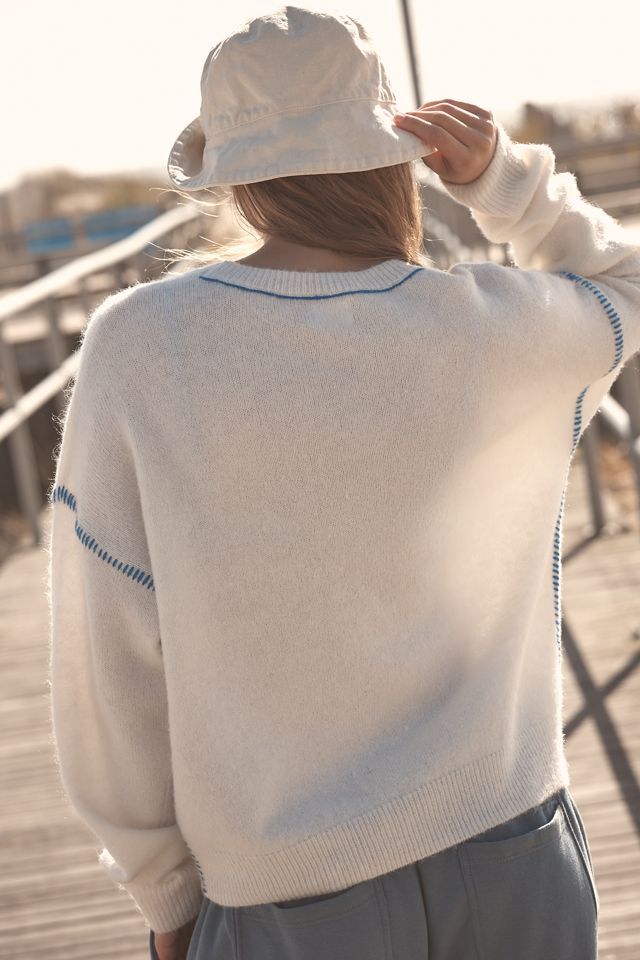 Sundry Baseball-Stitch Crew-Neck Sweater #1