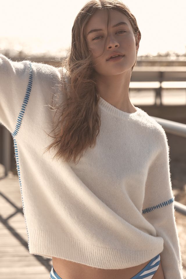 Sundry Baseball-Stitch Crew-Neck Sweater #3