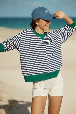 Asymmetrical Striped Long-Sleeve Top en White taille: XS chez Anthropologie - Sundry - Modalova
