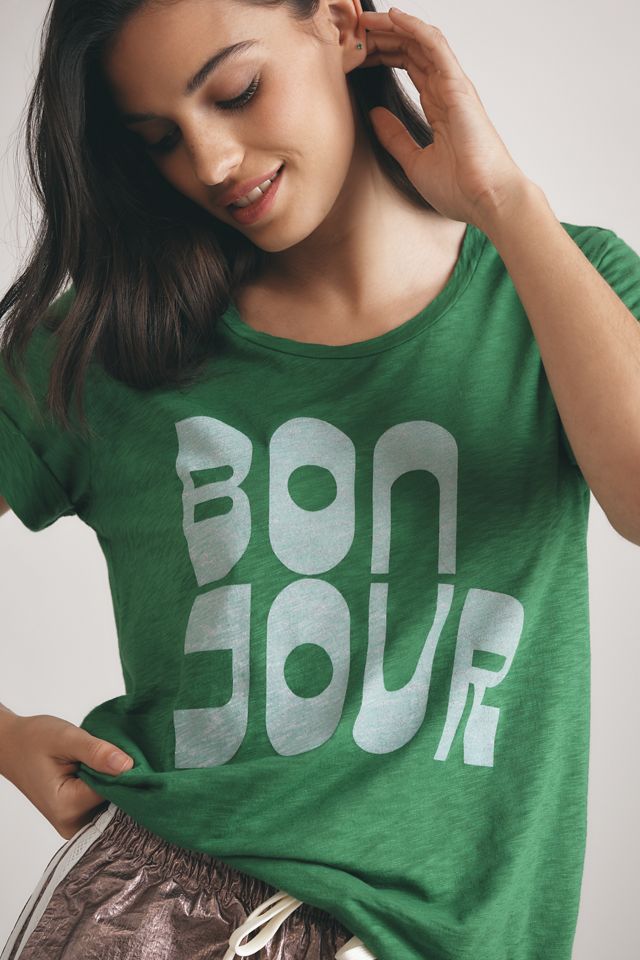 Sundry Rolled-Sleeve Bonjour Graphic Tee #3