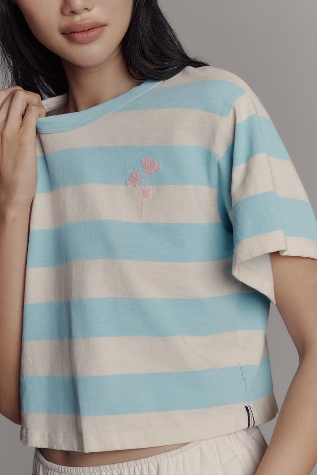 Sundry Rugby Stripe Boxy Crop Tee | Anthropologie