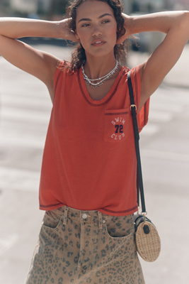 Sundry Swim Club Pocket Tank Top In Red