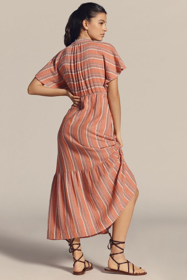Sundry Striped Gauze V-Neck Midi Dress #2