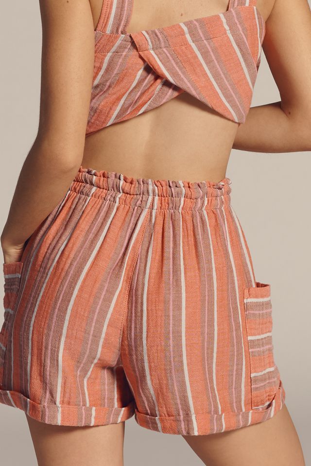 Sundry Striped Cotton Gauze Drawstring Shorts #3