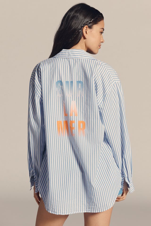 Sundry Striped Oversized Graphic Buttondown Shirt #1