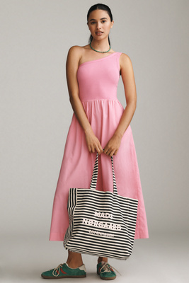 Sundry One-shoulder Twofer Midi Dress In Pink