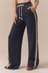 Sundry Vintage Terry Side-Stripe Wide-Leg Track Pants