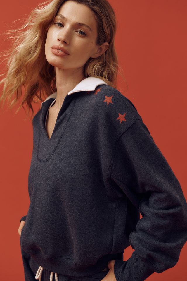 Sundry Vintage Terry Popover Polo Sweatshirt #1