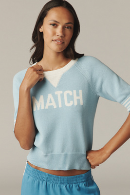 anthropologie Sundry Half-Sleeve Match Sweater Chambray Blue