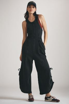 Daily Practice By Anthropologie Sleeveless Seamed Wide-leg Jumpsuit In Black