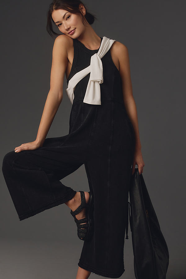 Daily Practice By Anthropologie Sleeveless Seamed Wide-leg Jumpsuit In Black