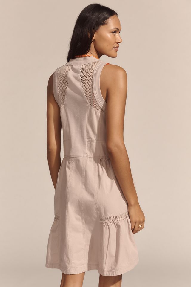 By Anthropologie Sleeveless Square-Neck Scallop-Trim Mini Dress