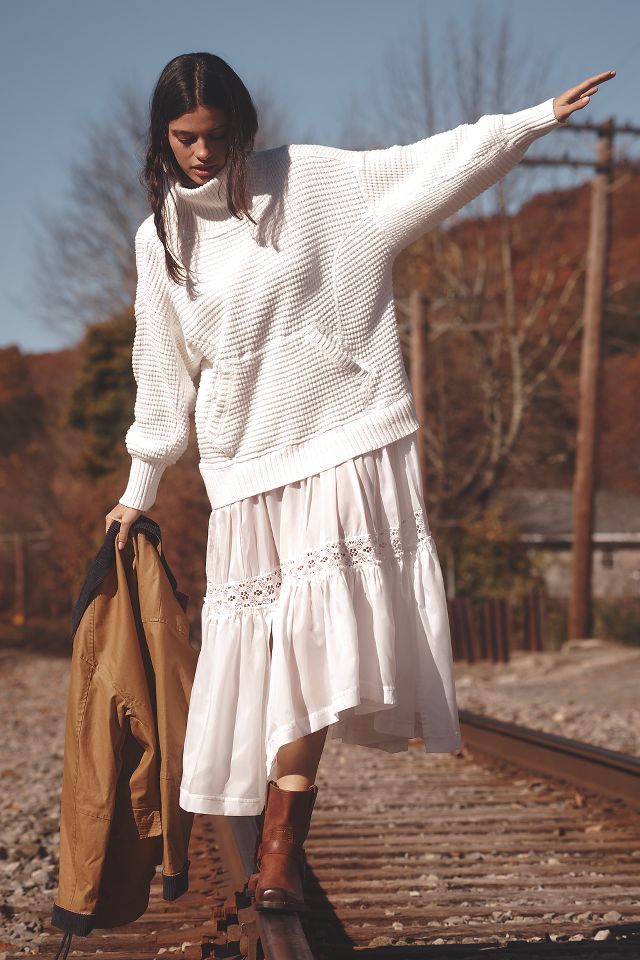 Chunky Oversized Twofer Turtleneck Sweater Dress by Daily Practice by Anthropologie in White Size 3X