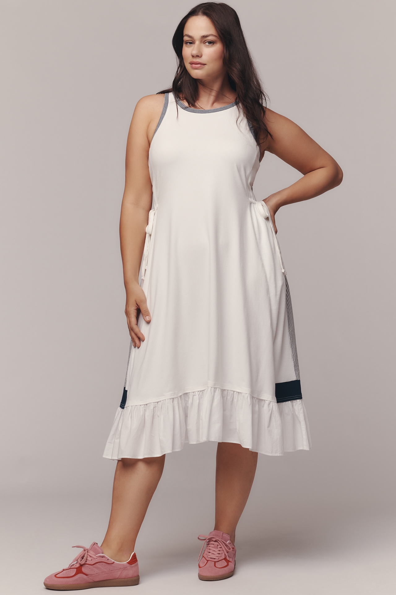 Daily Practice Ball Toss Pleated Midi Tank Dress
