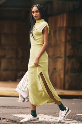 Daily Practice By Anthropologie Column Sleeveless Midi Jumper Dress In Green