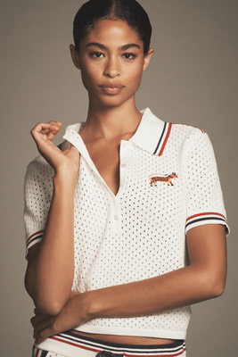 Daily Practice By Anthropologie Daily Practice Icon Short-sleeve Polo Sweater In White