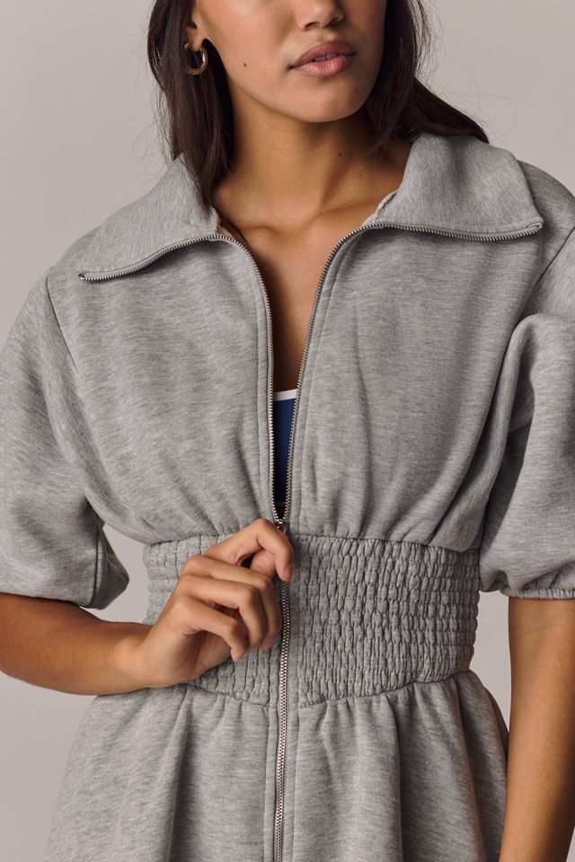 Daily Practice Puff-Sleeve Smocked-Waist Mini Dress #1