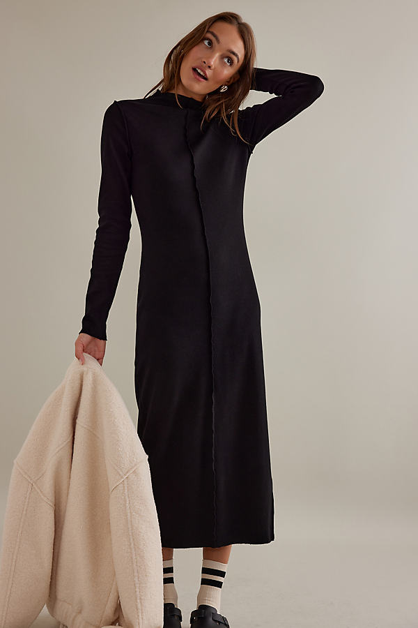 T. La Mock-Neck Long-Sleeve Midi Dress