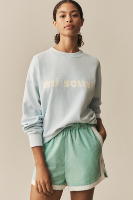 Araminta James Mi Scusi Long-sleeve Sweatshirt In Blue
