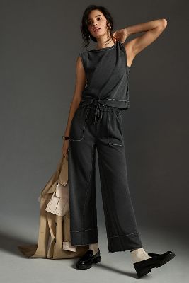 Daily Practice By Anthropologie Muscle Tee & Wide-leg Pants Set In Grey