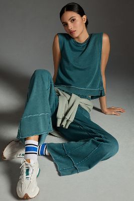 Daily Practice By Anthropologie Muscle Tee & Wide-leg Pants Set In Blue