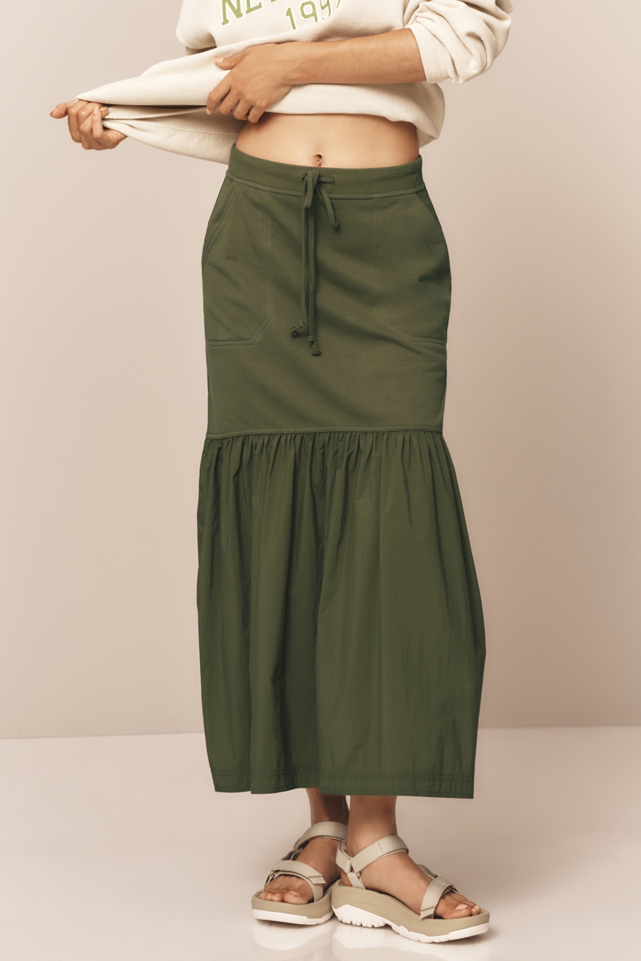 Daily Practice by Anthropologie Drop-Flounce Maxi Skirt