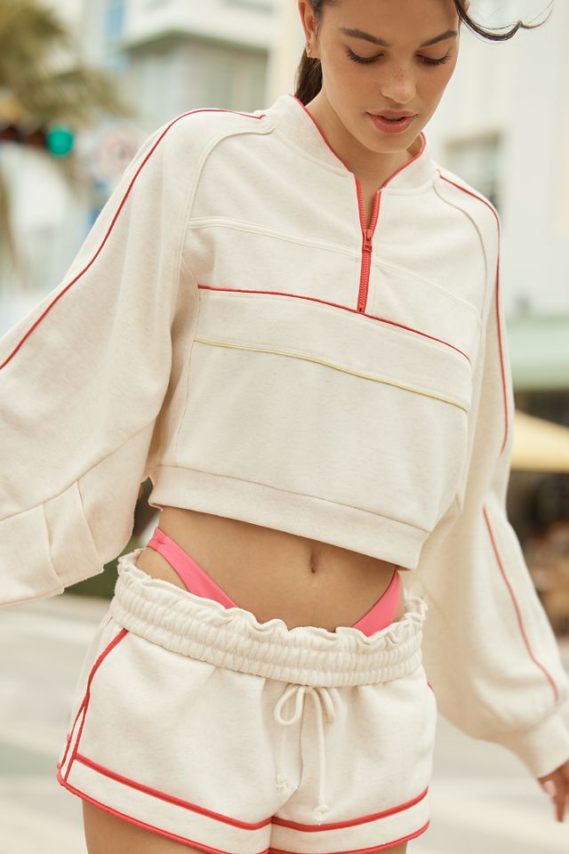 Daily Practice by Anthropologie Piped Cropped Pullover Sweatshirt #1