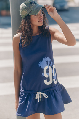 Daily Practice By Anthropologie Daily Practice Lane Line Graphic Mini Dress In Blue