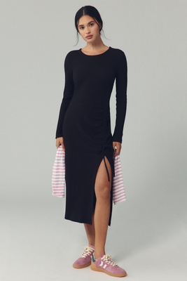 Daily Practice By Anthropologie Daily Practice Long-sleeve Maxi Dress In Black