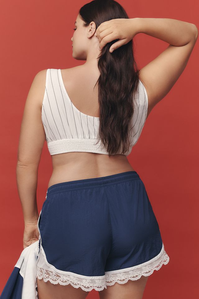 Daily Practice Long Jump Lace-Trim Drawstring Shorts