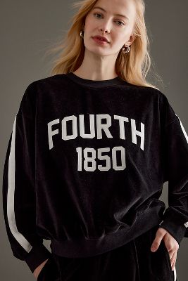 4th & Reckless Cacie Velour Sweatshirt In Black