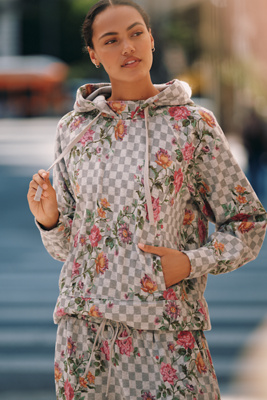 Sweat à capuche à imprimé floral à damier taille: XS chez Anthropologie - Daily Practice - Modalova