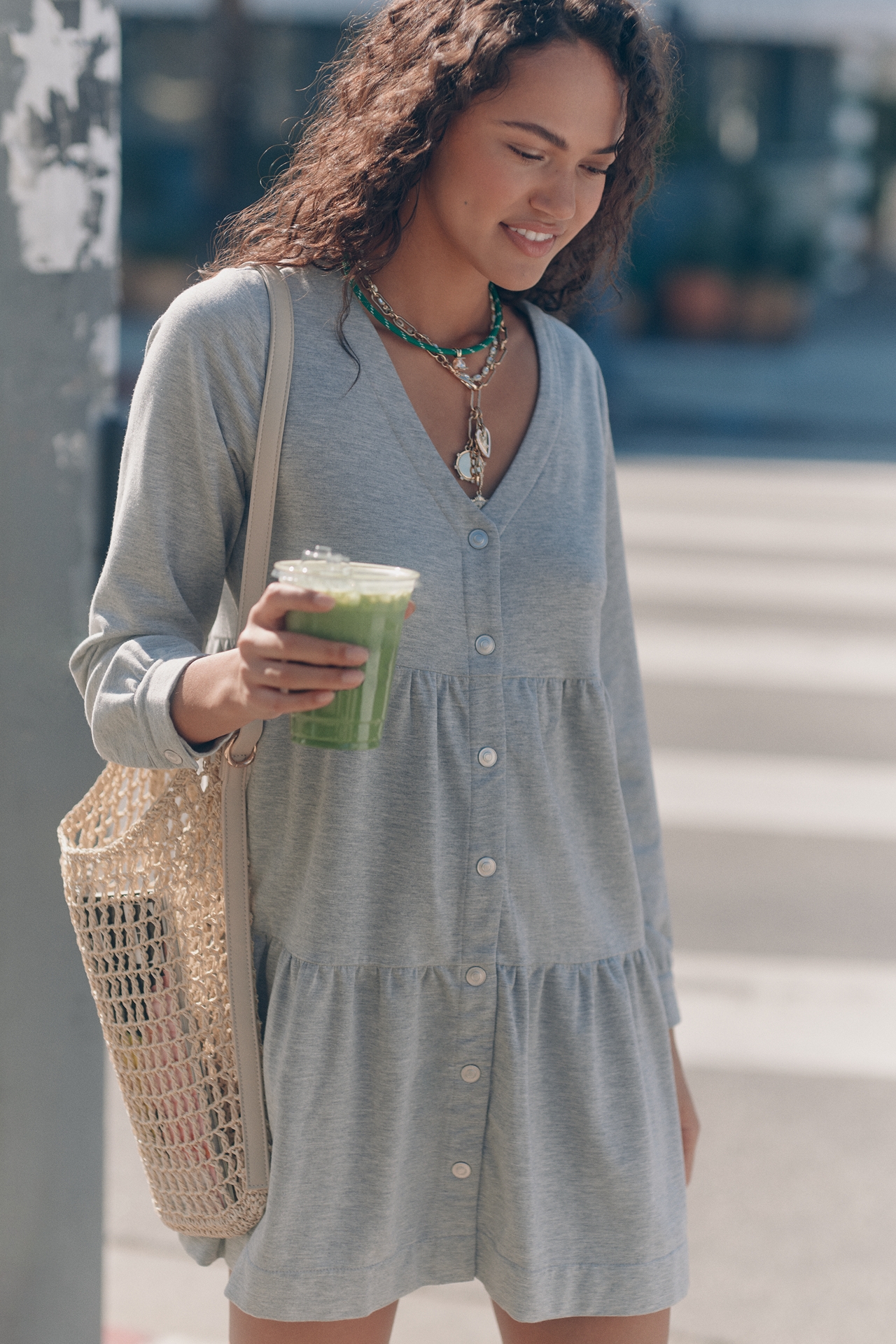 Sundays Dakota Tiered Button-Front Dress