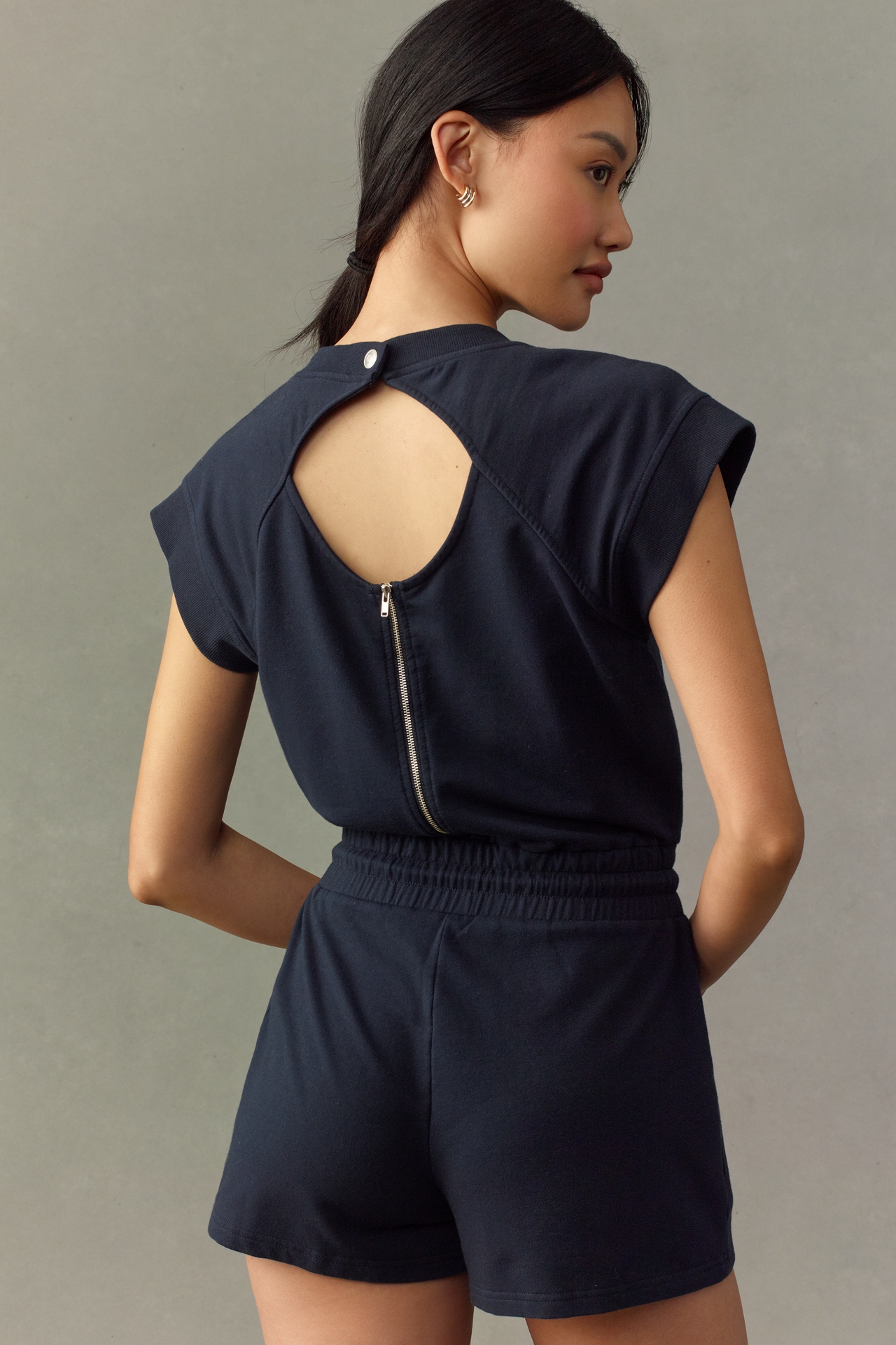 Sundays Neil Short-Sleeve Back-Cutout Romper