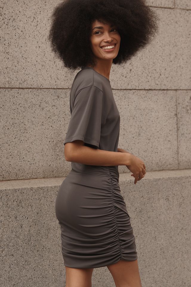 Grey Lab Short-Sleeve Ruched Knit Mini Dress #2