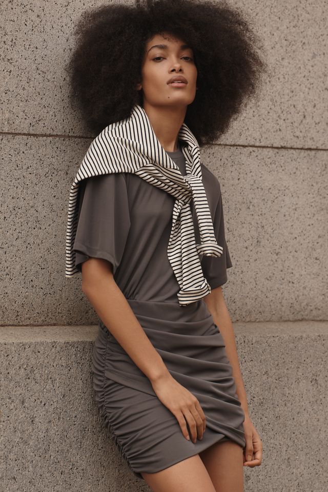 Grey Lab Short-Sleeve Ruched Knit Mini Dress #3