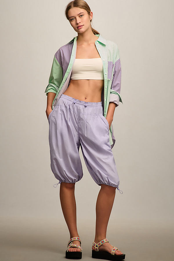 Daily Practice By Anthropologie Knee-length Parachute Shorts In Purple